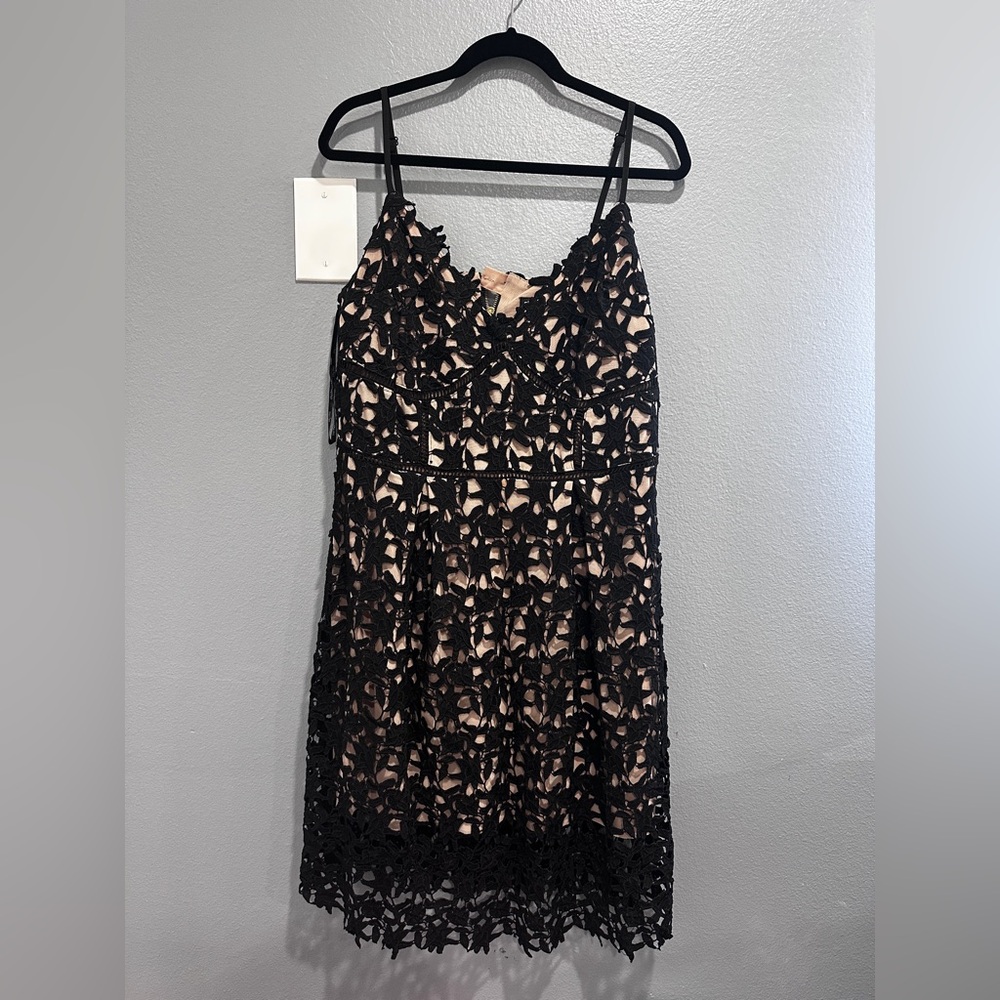 City Chic Black Lace Dress with Nude Lining
